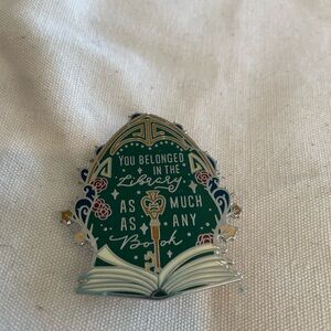 Bookish Green and Gold Enamel Book Pin